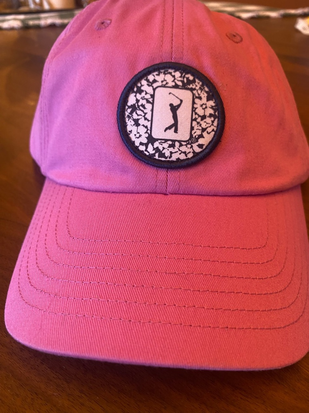 PGA Tour Pink Golf Cap with Embroidered Logo Patch